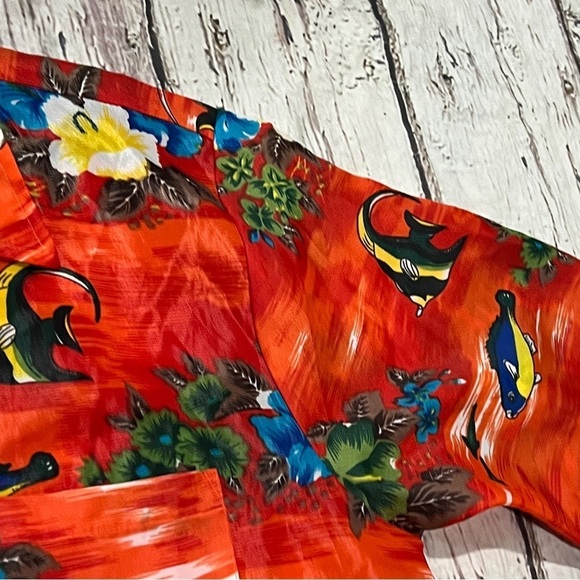 Hawaiian Hawaii Vintage Floral Button Down Honeymoon Short Sleeve Shirt - Picture 5 of 7